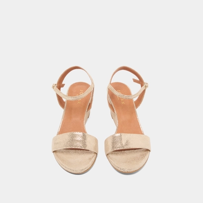 Wedge sandals in platinum laminated velvet | agrume