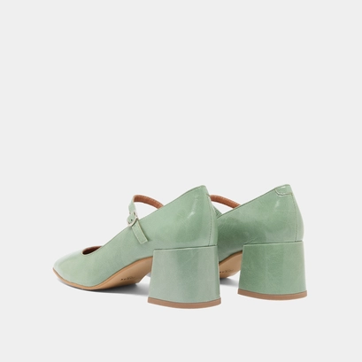 Square-heeled Mary Jane in green shiny leather | ALIENOR