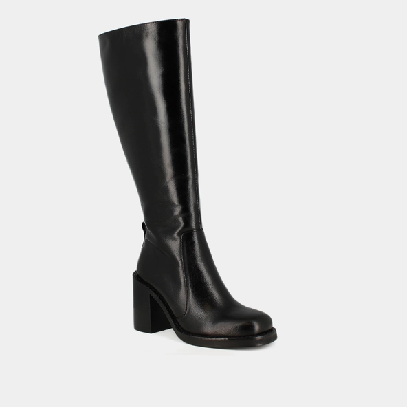 Boots with overflowing heels in black leather calf size m | BRETZEL
