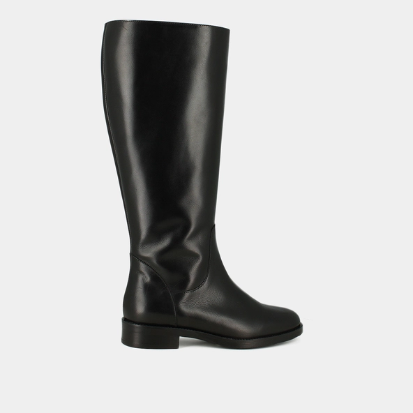 High boots in black leather calf size m | FLOWER