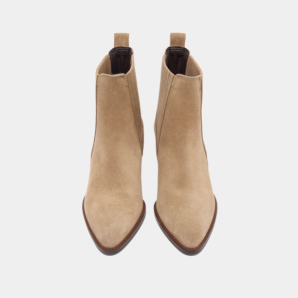 Boots with small bevelled heels and elastics in taupe suede | BAILEY