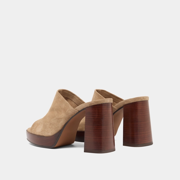 Heeled mules in taupe suede | BAYA