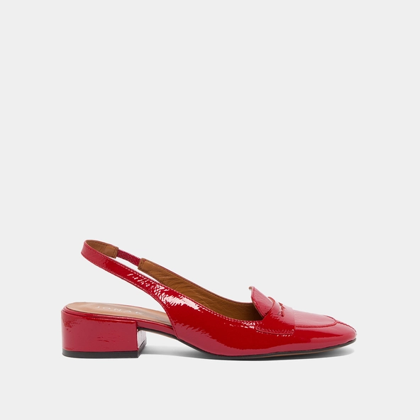 Flap slingbacks in red pleated varnish | BRIDE