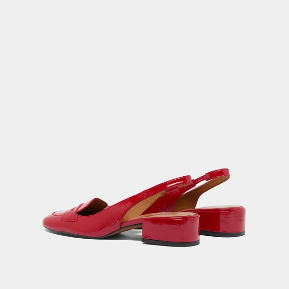 Flap slingbacks in red pleated varnish | BRIDE