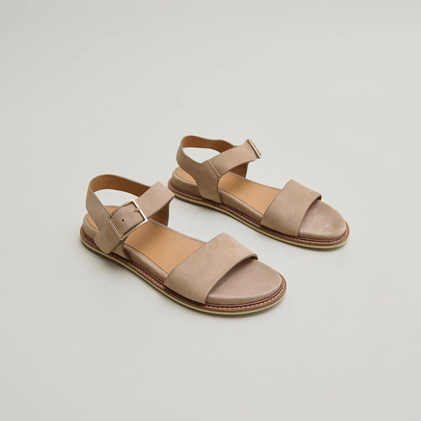 Strappy sandals with open toe in beige velvet | ACCO