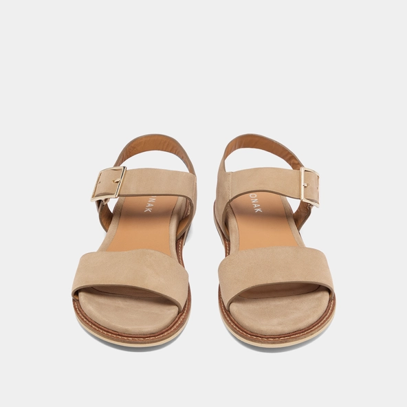 Strappy sandals with open toe in beige velvet | ACCO