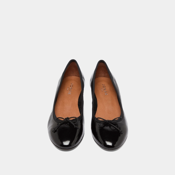 Wedge ballerinas in black pleated varnish | AIRELLE