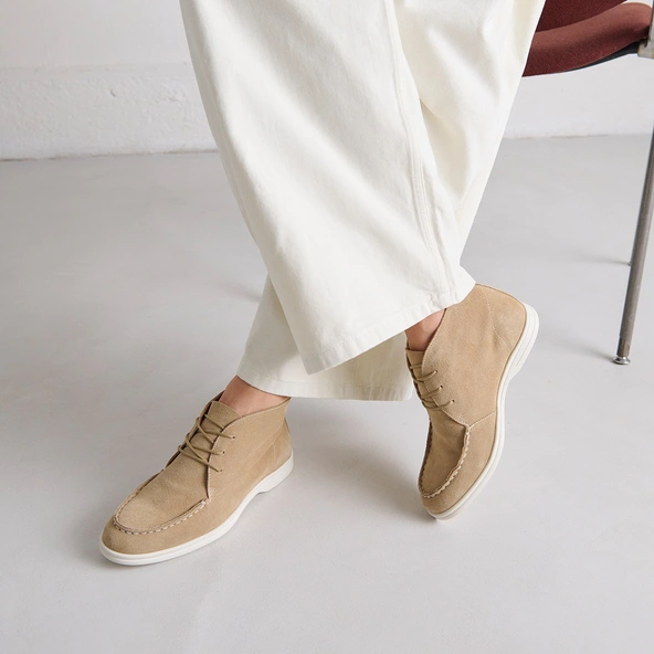 Derbies with topstitching in beige crust | OLYMPE