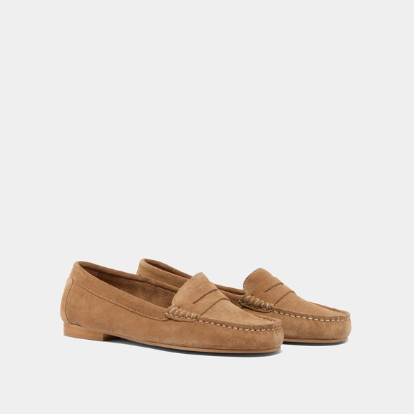 Loafers with topstitching in beige crust | GREG