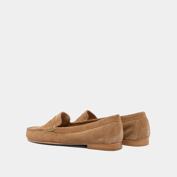 Loafers with topstitching in beige crust | GREG