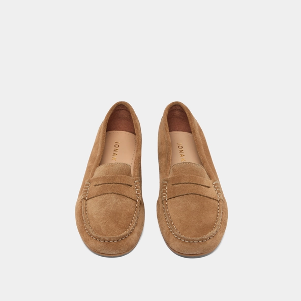 Loafers with topstitching in beige crust | GREG