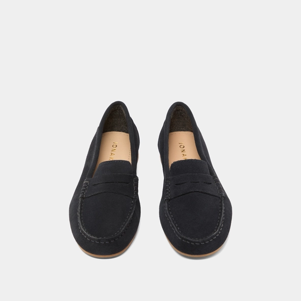 Loafers with topstitching in navy crust | GREG