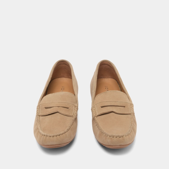 Ruched loafers in beige velvet | ANTONIA