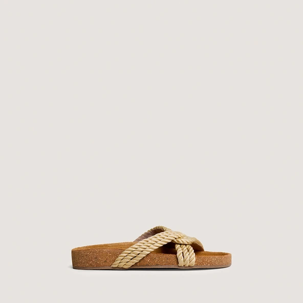 Cross-strap mules in beige rope | WACE