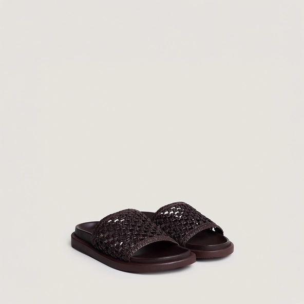 Openwork mules in dark brown leather | WOZART