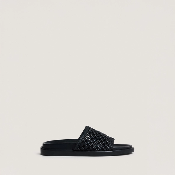Openwork mules in black leather | WOZART