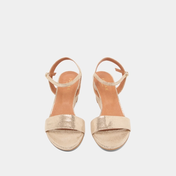 Wedge sandals in platinum laminated velvet | AGRUME