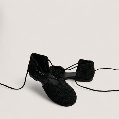 Ballet flats with laces black