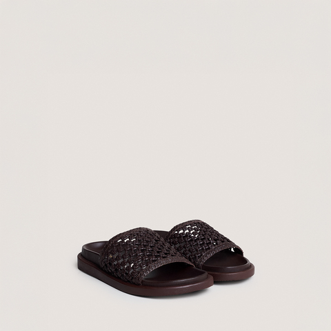 Openwork mules dark brown