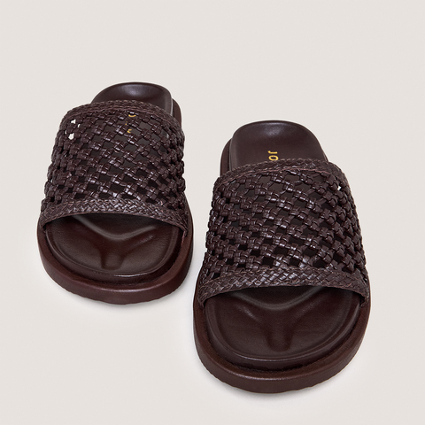 Openwork mules dark brown
