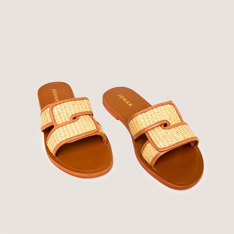 Plagettes with wide straps beige / camel