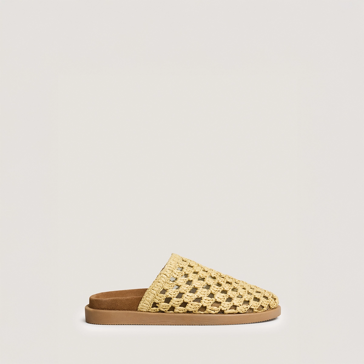 Openwork mules in beige raffia | WOLFANG