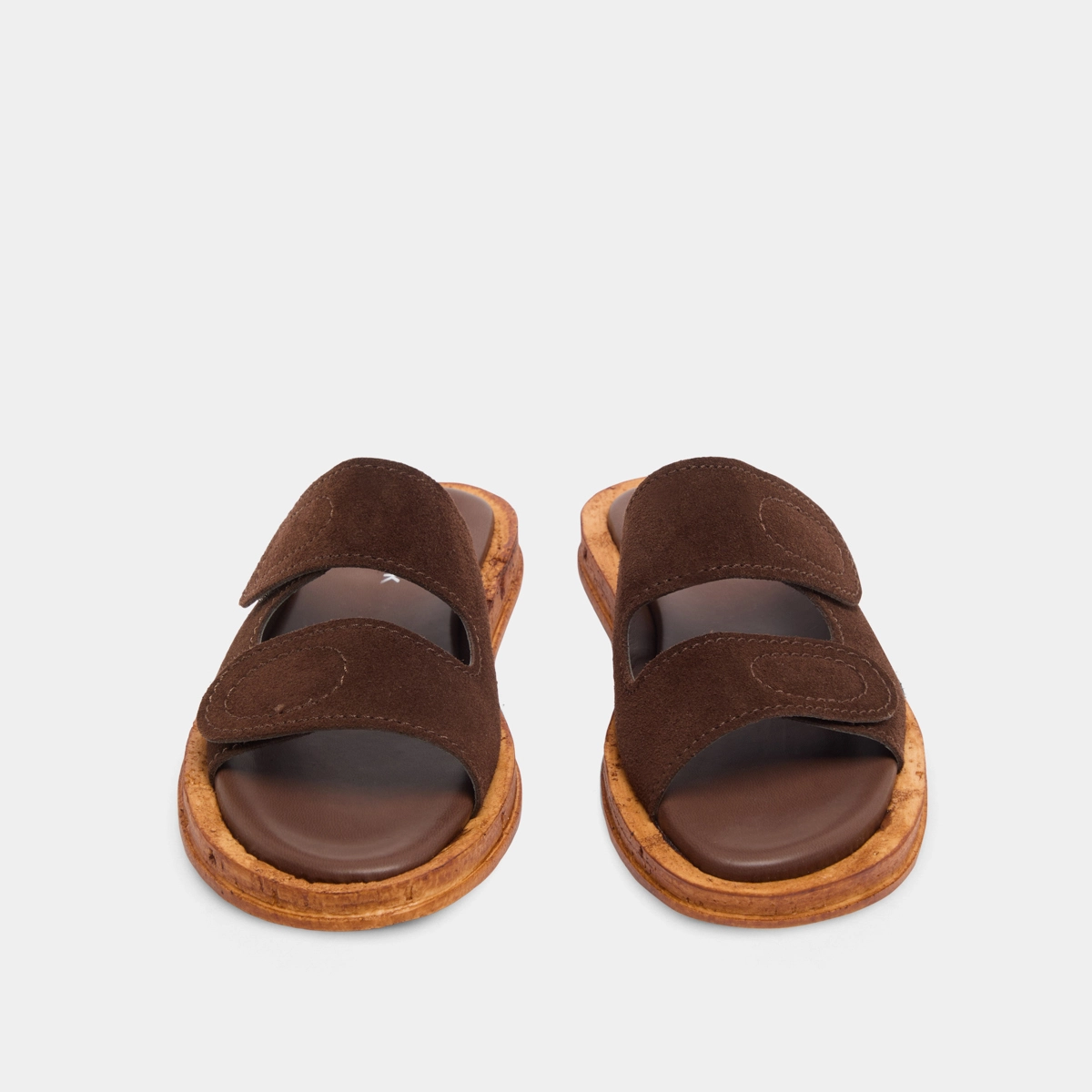 Mules with two straps in dark brown suede | ELSIE