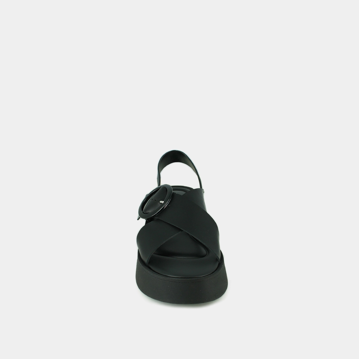 Platform sandals in black leather | EMILIA