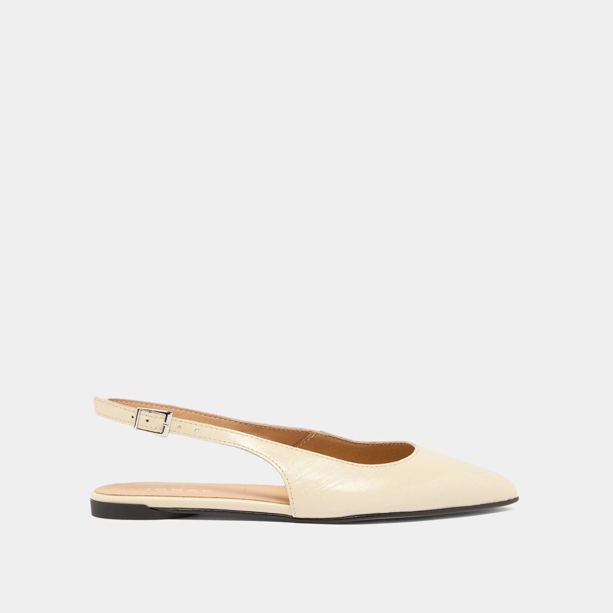 Slingback ballet flats in ecru pleated varnish | NOA