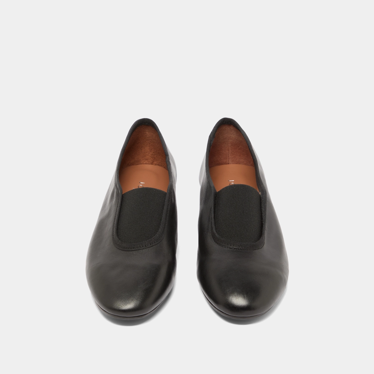 Elastics ballet flats in black leather and black textile | DABO