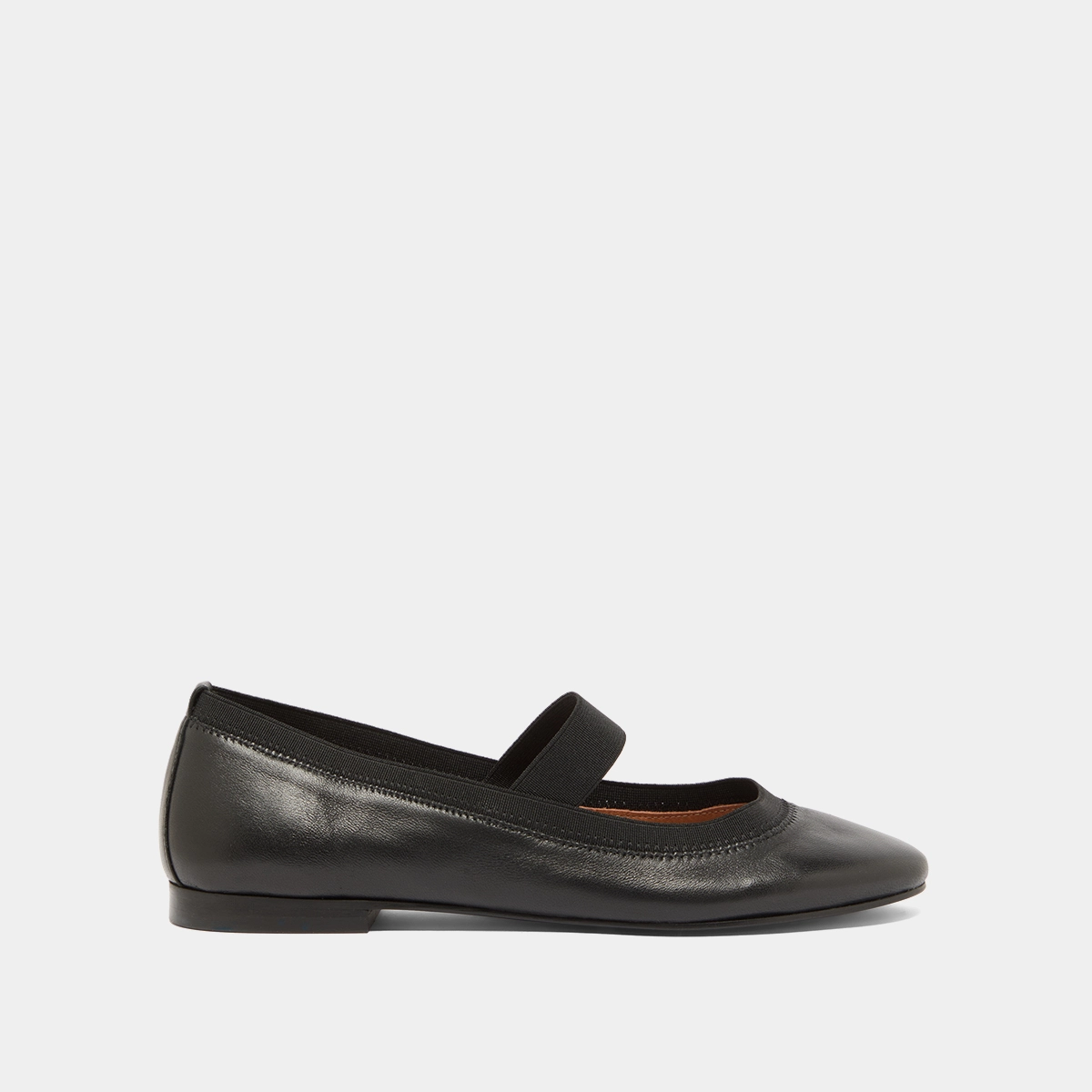 Ballet flats with straps in black leather | DABUS