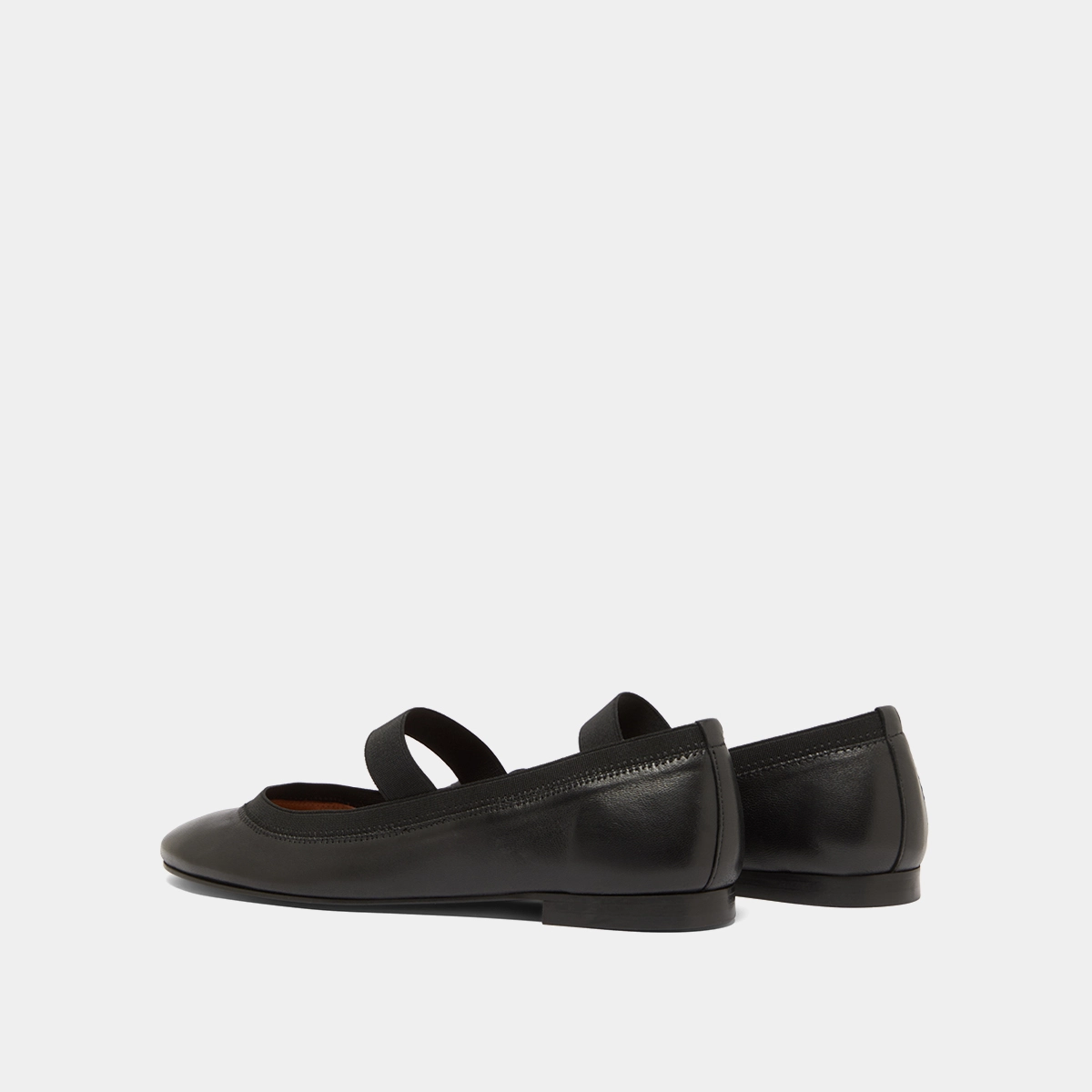Ballet flats with straps in black leather | DABUS