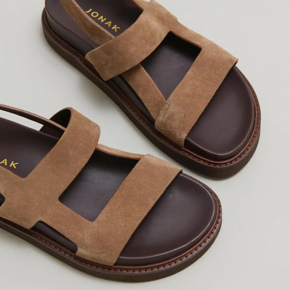 Cross-strap sandals in taupe suede | LAGUNE