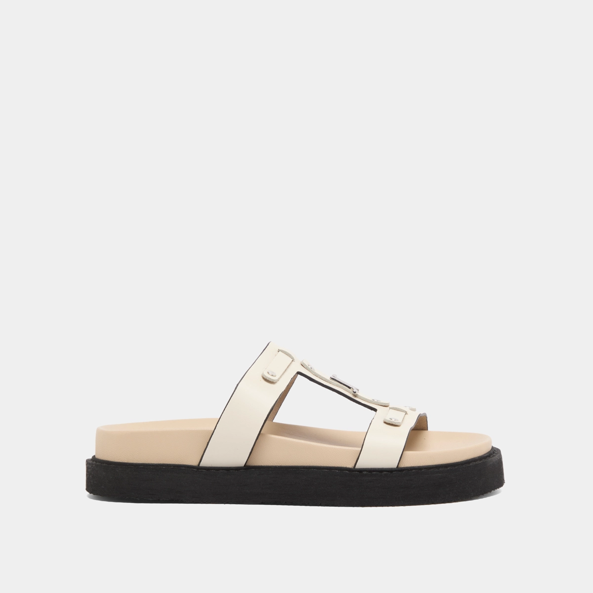 Platforms sandals in ecru glazed leather | LUANA