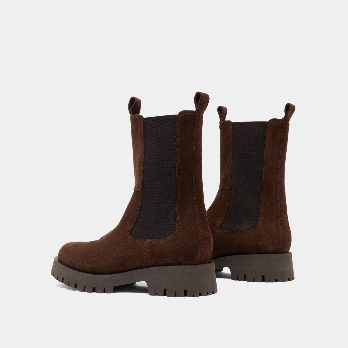 Platform ankle boots in brown suede | RIDLE