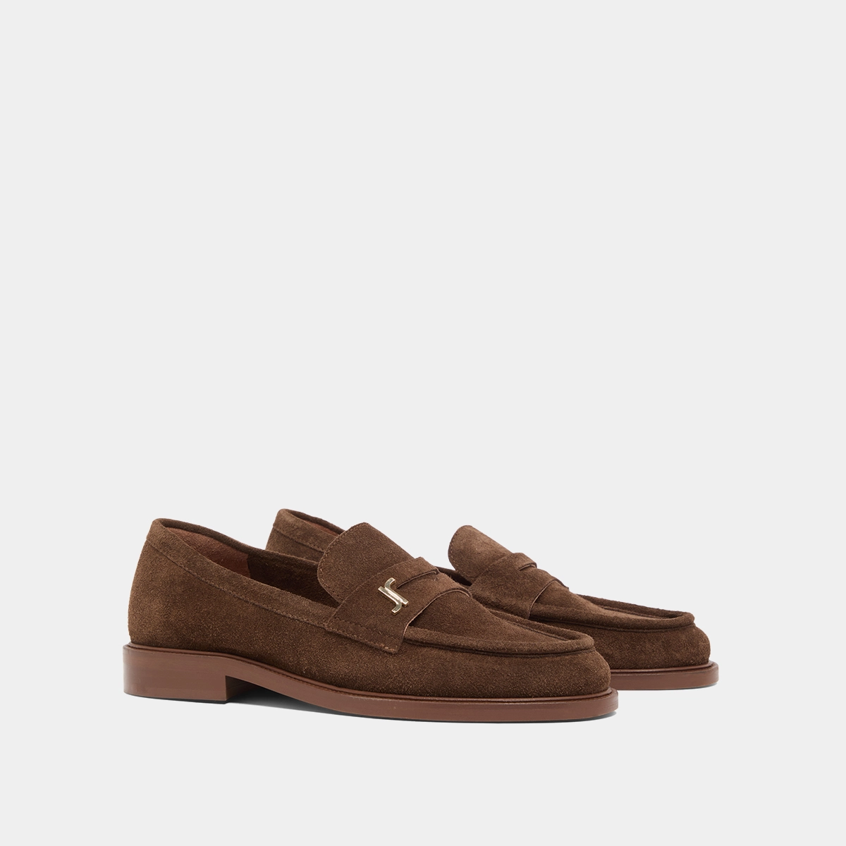 Round-toe loafers in brown suede | DUEDI
