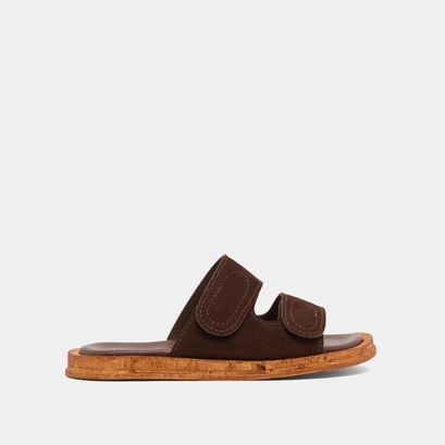 Mules with two straps in dark brown suede | elsie
