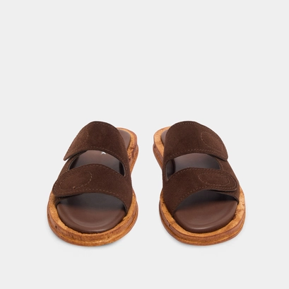 Mules with two straps in dark brown suede | elsie