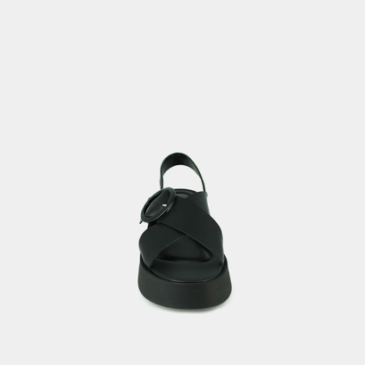 Platform sandals in black leather | emilia