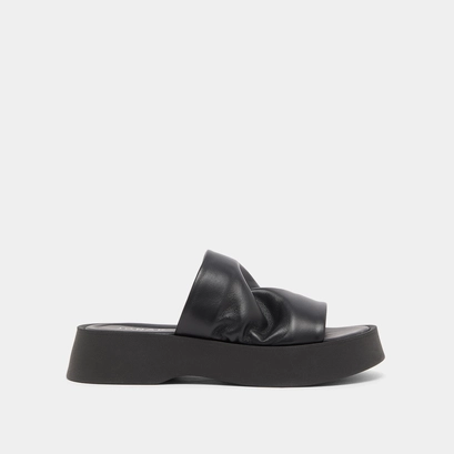 Platform mules in black leather | ERNEST