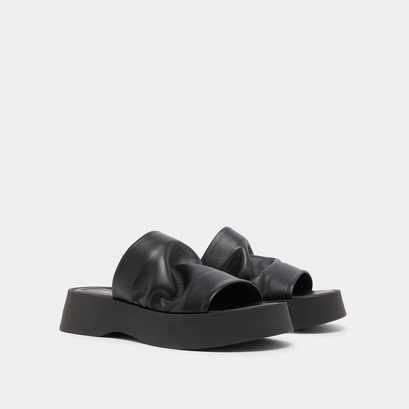 Platform mules in black leather | ERNEST
