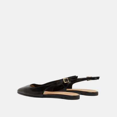 Slingback ballet flats in black pleated varnish | noa