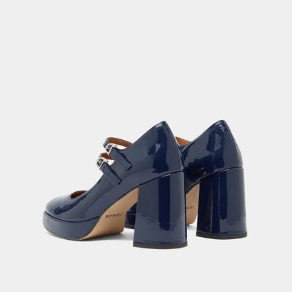 Mary Jane with double straps and platforms in blue varnish | VERITE