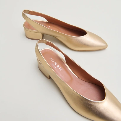 Slingbacks ballet flats in platinum metallic leather | VINCE