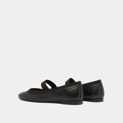 Ballet flats with straps in black leather | dabus
