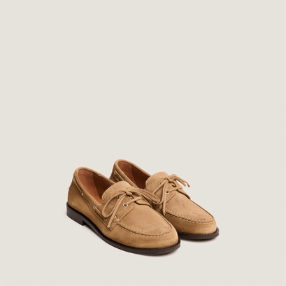 Thick lace-up loafers in beige suede | olga