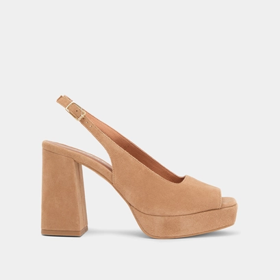 Slingback pumps in camel velvet | vladim