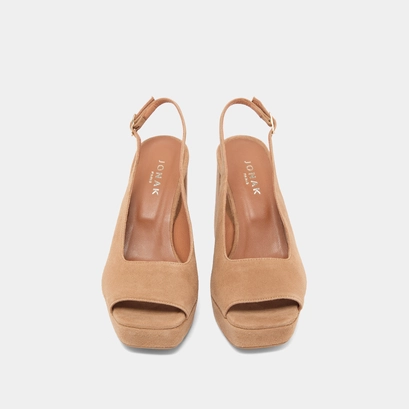 Slingback pumps in camel velvet | vladim