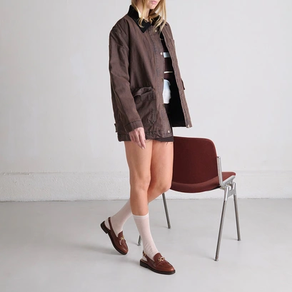 Loafers with open backs in cognac leather | DELPHY
