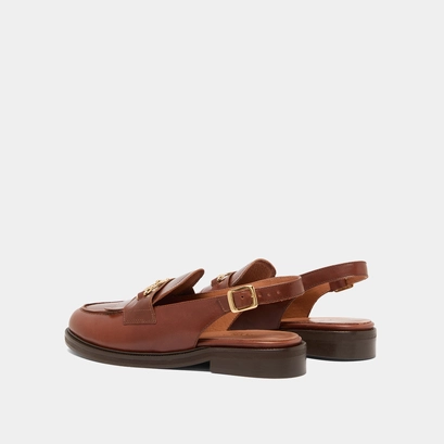 Loafers with open backs in cognac leather | DELPHY